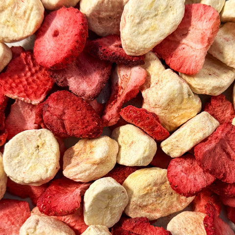 Fragole e banane liofilizzate