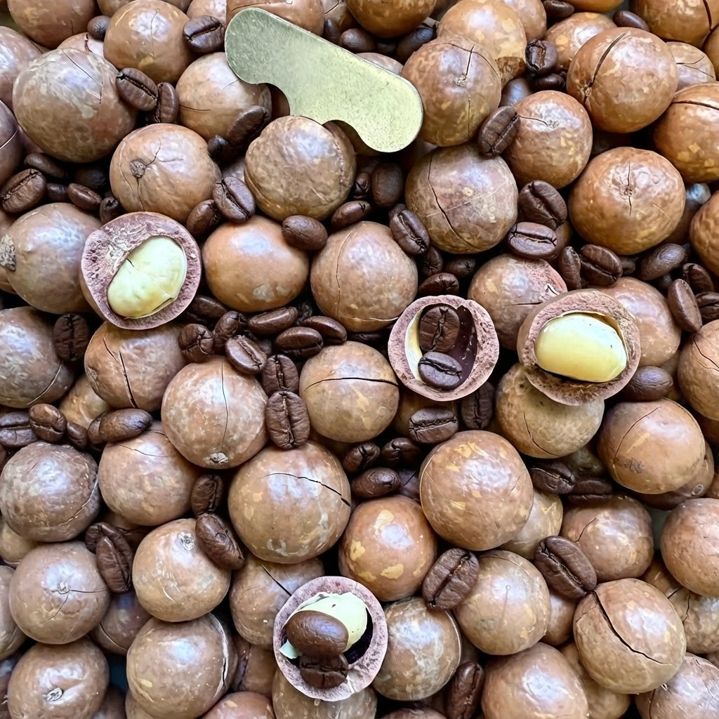 Noci Macadamia in Guscio Tostate al Caffè